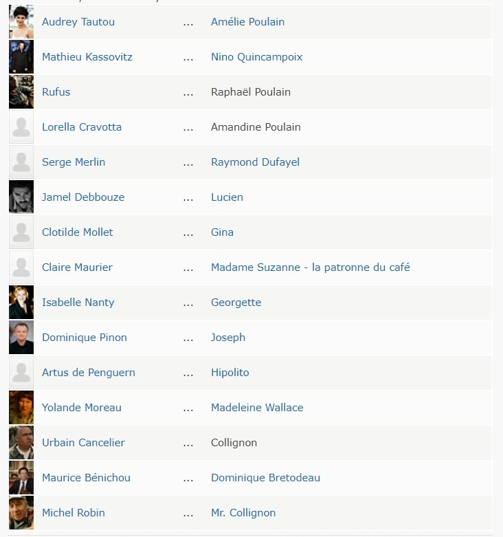 amelie oyuncuları